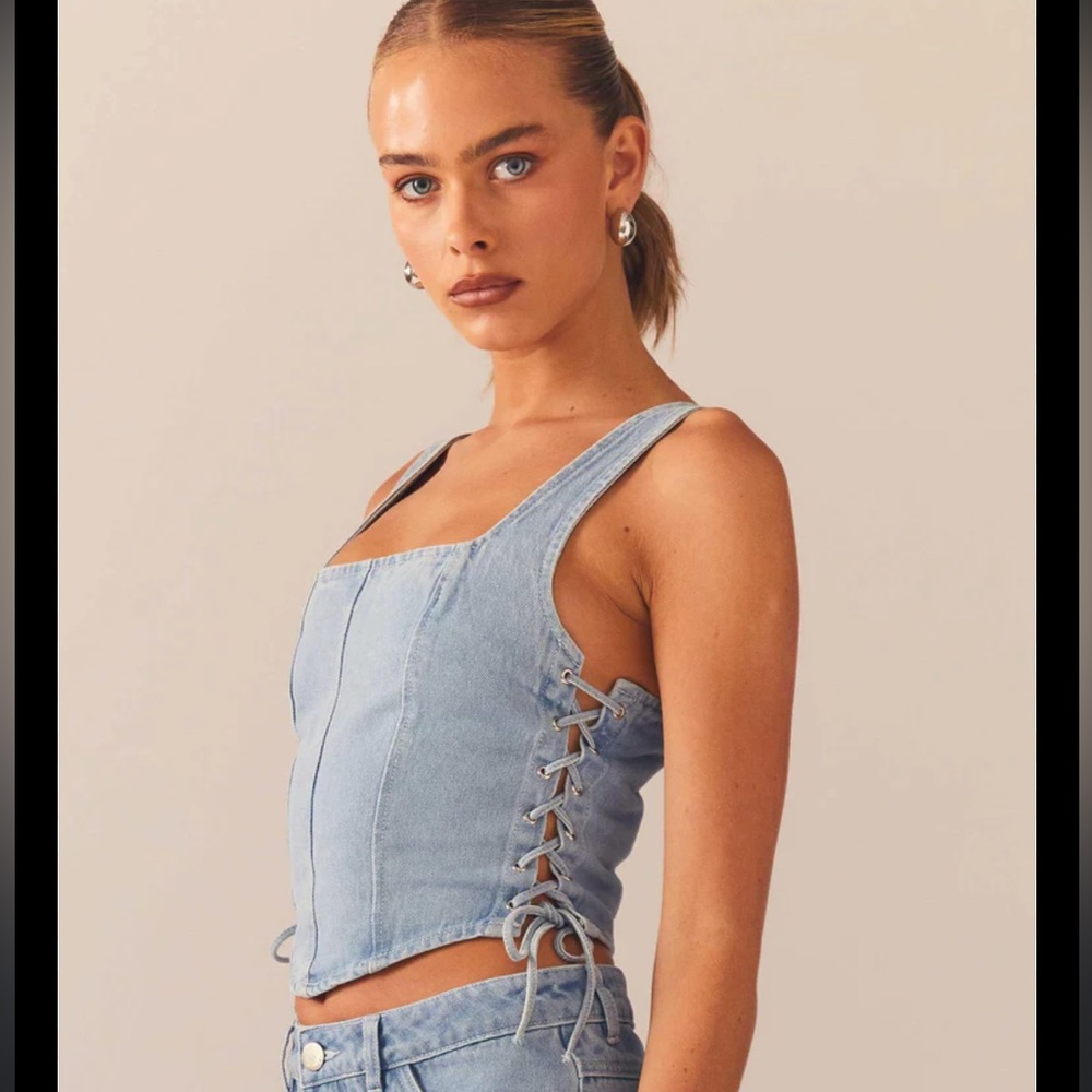 NWT Giddy Up Demin Bustier Top